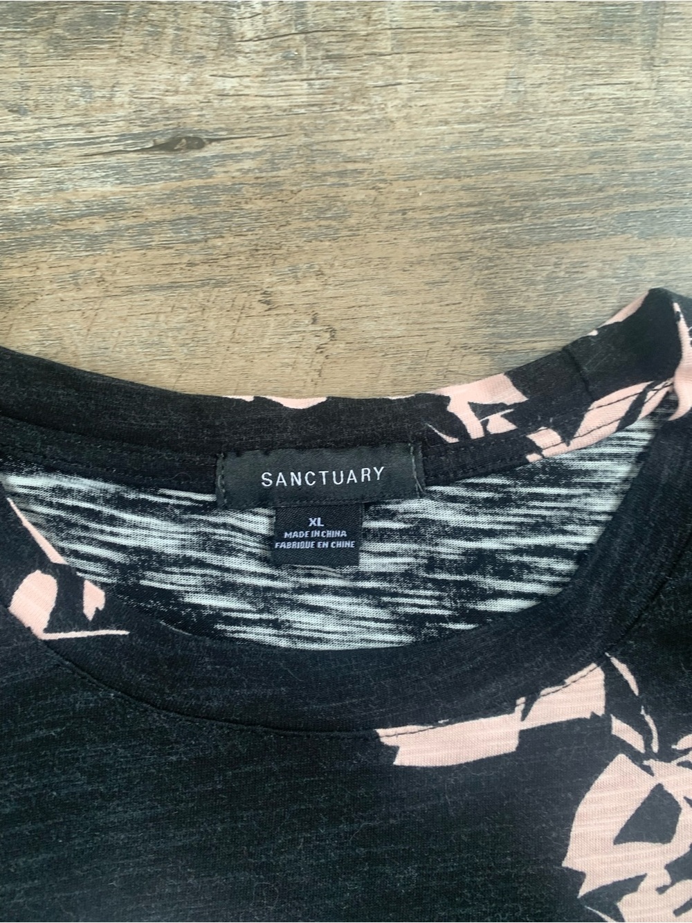 Sanctuary Whimsigoth Black Tee with Feminine Pink Rose Print - Picture 2 of 5